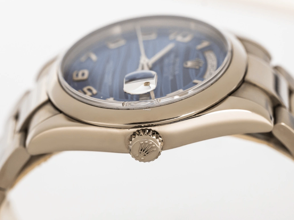 Rolex,Day-Date 36 36mm,36mm,White Gold,Blue,Automatic,Date,Day,118209,118209-Blue Wave