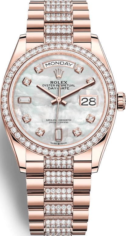 Rolex,Day-Date 36 36mm,36mm,Rose Gold,White,Automatic,Date,Day,128345RBR,128345RBR-0030
