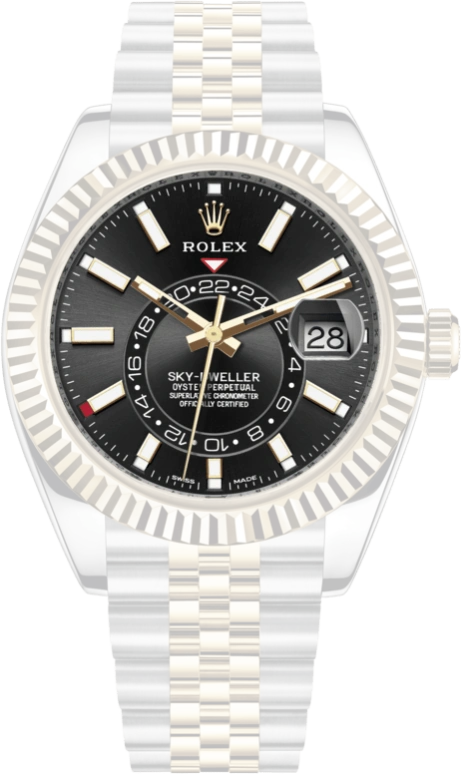 Rolex,Sky-Dweller 42mm,42mm,Yellow Gold,Stainless Steel,Black,Automatic,Annual Calendar,Month,Date,326933,326933-0005