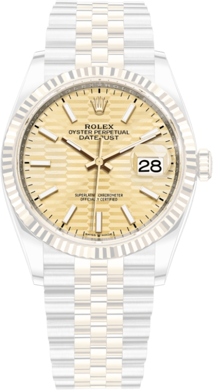 Rolex,Datejust 36 36mm,36mm,Yellow Gold,Stainless Steel,Champagne,Automatic,Day,70hours,126233,126233-0039
