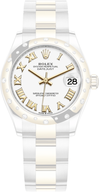 Rolex,Datejust 31 31mm,31mm,Yellow Gold,Stainless Steel,White,Automatic,Day,55hours,278343RBR,278343RBR-0001