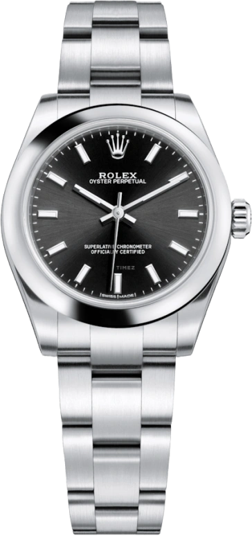 Rolex,Oyster Perpetual 31mm,31mm,Stainless Steel,Black,Automatic,48hours,In-house Caliber,177200,177200-0019