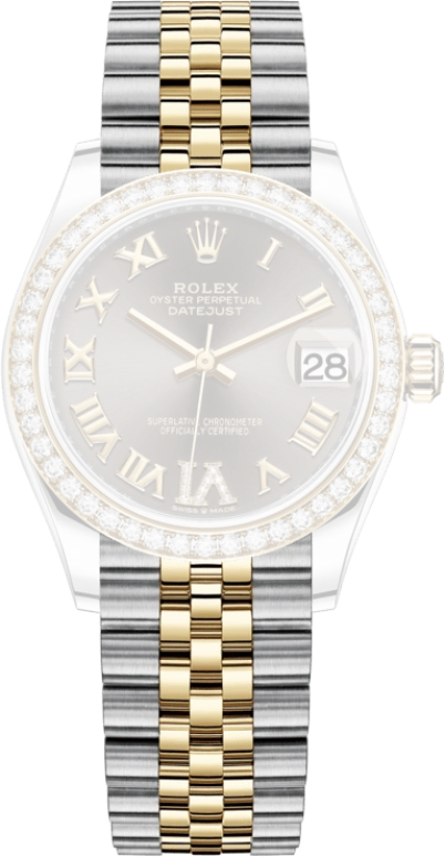 Rolex,Datejust 31 31mm,31mm,Yellow Gold,Stainless Steel,Grey,Automatic,Day,55hours,278383RBR,278383RBR-0018