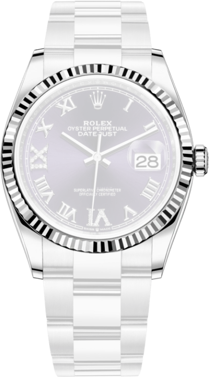 Rolex,Datejust 36 36mm,36mm,White Gold,Oystersteel,Purple,Automatic,Day,70hours,126234,126234-0022