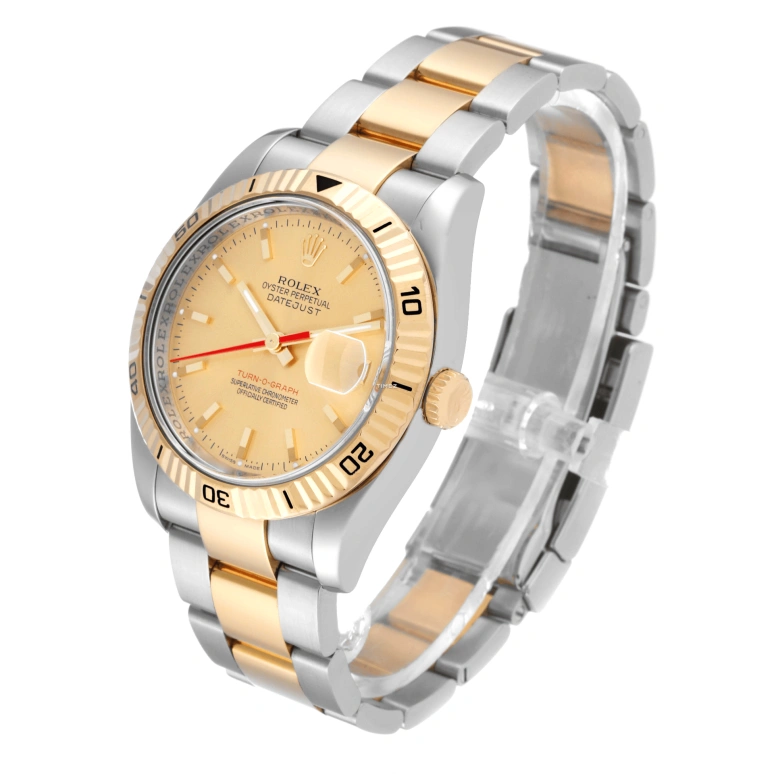 Rolex,Datejust 36 36mm,36mm,Stainless Steel,Yellow Gold,Champagne,Automatic,Day,48hours,116263 Turn,116263 Turn-O-Graph champagne Oyster