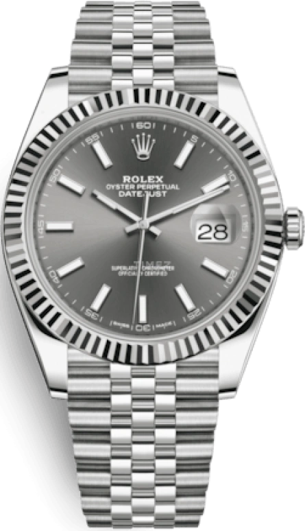 Rolex,Datejust 41 41mm,41mm,White Gold,Stainless Steel,Grey,Automatic,Day,70hours,126334,126334-0014
