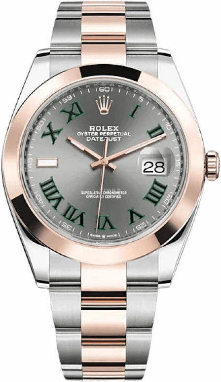Rolex,Datejust 41 41mm,41mm,Rose Gold,Stainless Steel,Grey,Automatic,Day,70hours,126301,126301-0015