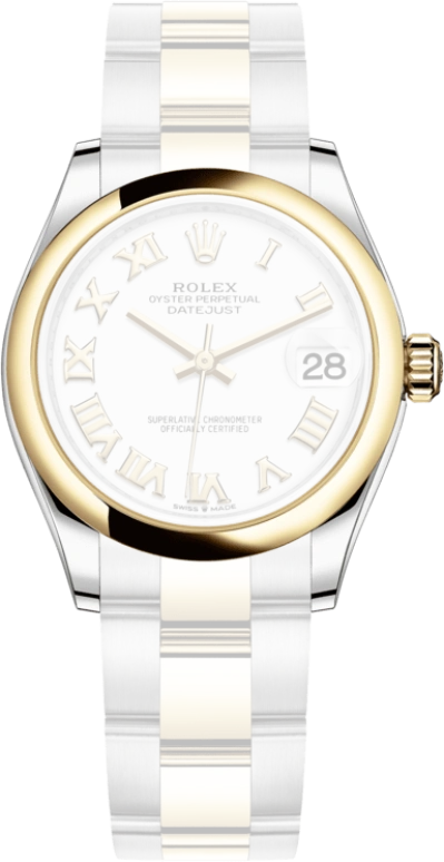 Rolex,Datejust 31 31mm,31mm,Yellow Gold,Stainless Steel,White,Automatic,Day,55hours,278243,278243-0001