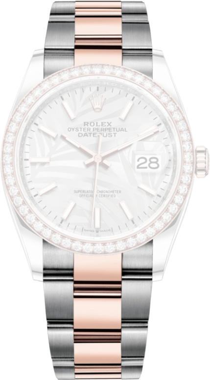Rolex,Datejust 36 36mm,36mm,Rose Gold,Stainless Steel,Silver,Automatic,Day,70hours,126281RBR,126281RBR-0020