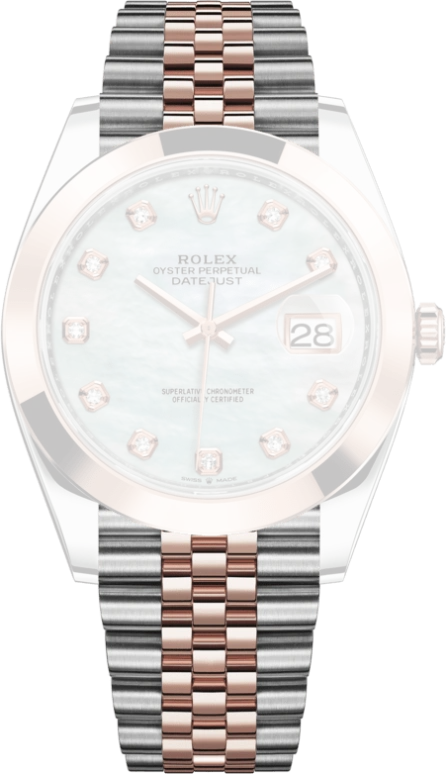 Rolex,Datejust 41 41mm,41mm,Rose Gold,Stainless Steel,White,Automatic,Day,70hours,126301,126301-0014