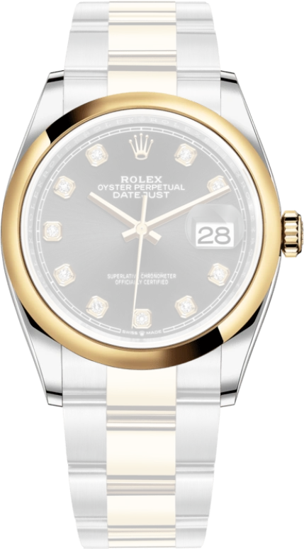 Rolex,Datejust 36 36mm,36mm,Yellow Gold,Stainless Steel,Black,Automatic,Day,70hours,126203,126203-0022