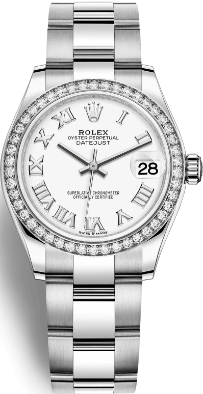 Rolex,Datejust 31 31mm,31mm,White Gold,Stainless Steel,White,Automatic,Day,55hours,278384RBR,278384RBR-0013