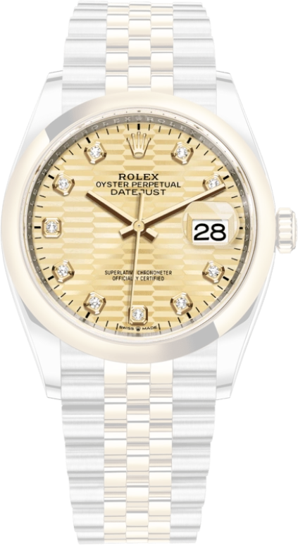 Rolex,Datejust 36 36mm,36mm,Yellow Gold,Stainless Steel,Champagne,Automatic,Day,70hours,126203,126203-0045