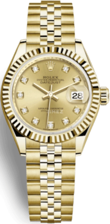 Rolex,Lady-Datejust 28mm,28mm,Yellow Gold,Champagne,Automatic,Day,55hours,279178,279178-0024