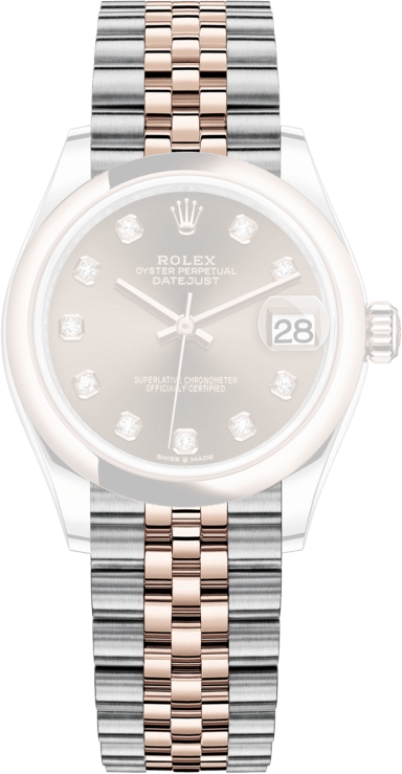 Rolex,Datejust 31 31mm,31mm,Rose Gold,Stainless Steel,Brown,Automatic,Day,55hours,278241,278241-0028