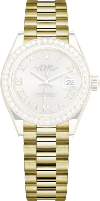 Rolex,Lady-Datejust 28mm,28mm,Yellow Gold,Silver,Automatic,Day,55hours,279138RBR,279138RBR-0017