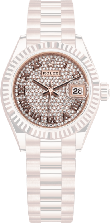 Rolex,Lady-Datejust 28mm,28mm,Rose Gold,Silver,Rose Gold,Automatic,Day,55hours,279175,279175-0023