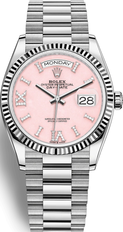 Rolex,Day-Date 36 36mm,36mm,White Gold,Pink,Automatic,Date,Day,128239,128239-0021