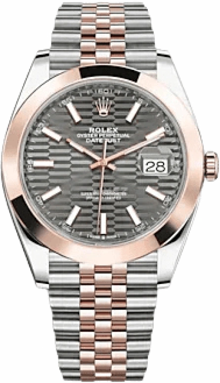 Rolex,Datejust 41 41mm,41mm,Rose Gold,Stainless Steel,Grey,Automatic,Day,70hours,126301,126301-0020