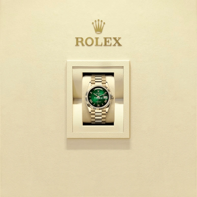 Rolex,Day-Date 36 36mm,36mm,Yellow Gold,Green,Automatic,Date,Day,128238,128238-0118