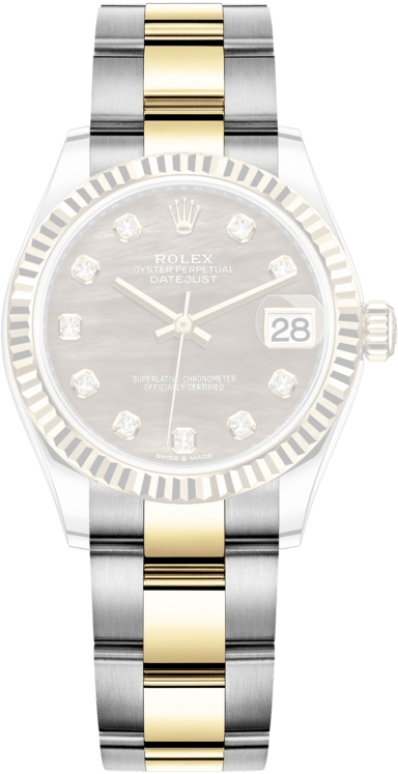 Rolex,Datejust 31 31mm,31mm,Yellow Gold,Stainless Steel,Black,Automatic,Day,55hours,278273,278273-0023