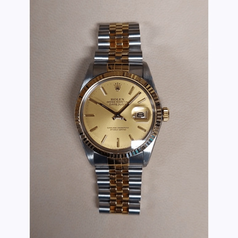 Rolex,Datejust 36 36mm,36mm,Yellow Gold,Stainless Steel,Champagne,Automatic,Day,50hours,16013 Jubilee