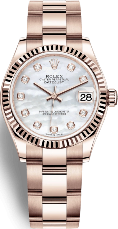 Rolex,Datejust 31 31mm,31mm,Rose Gold,White,Automatic,Day,55hours,278275,278275-0016