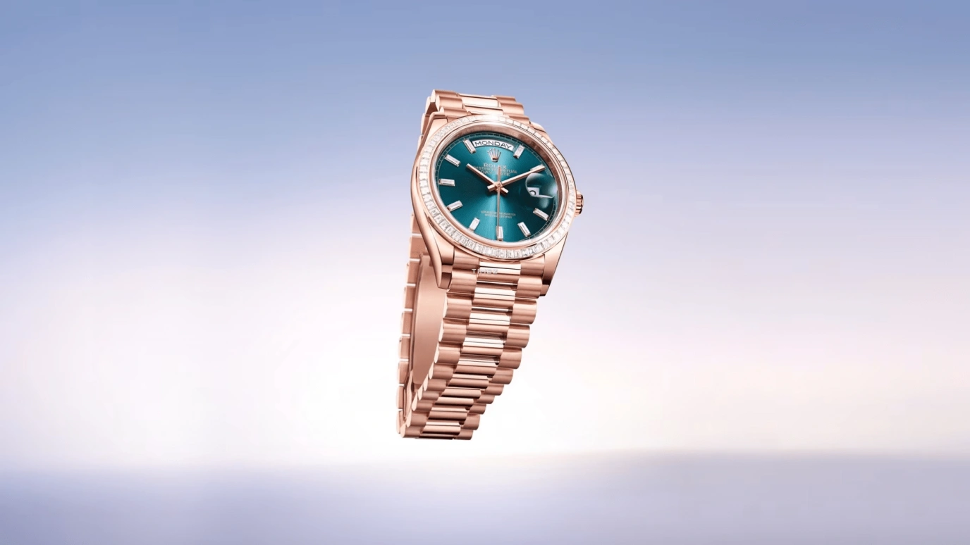 Rolex,Day-Date 36 36mm,36mm,Everose Gold,Blue,Green,Automatic,Date,Day,128395TBR,128395TBR-0032