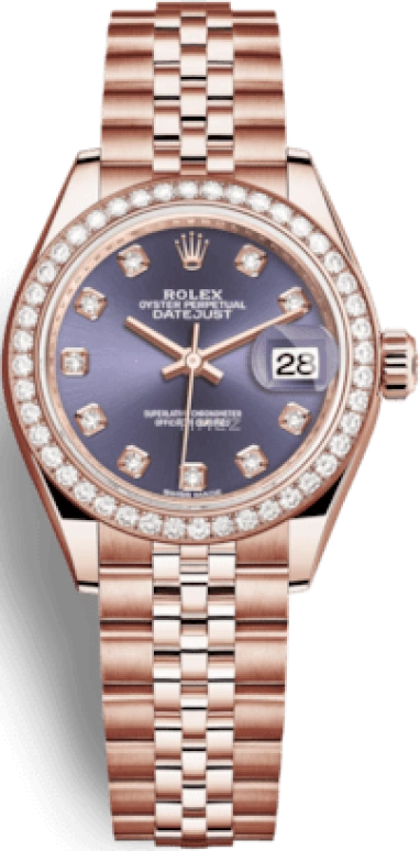 Rolex,Lady-Datejust 28mm,28mm,Rose Gold,Purple,Automatic,Day,55hours,279135RBR,279135RBR-0011
