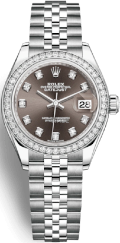 Rolex,Lady-Datejust 28mm,28mm,White Gold,Stainless Steel,Grey,Automatic,Day,55hours,279384RBR,279384RBR-0017