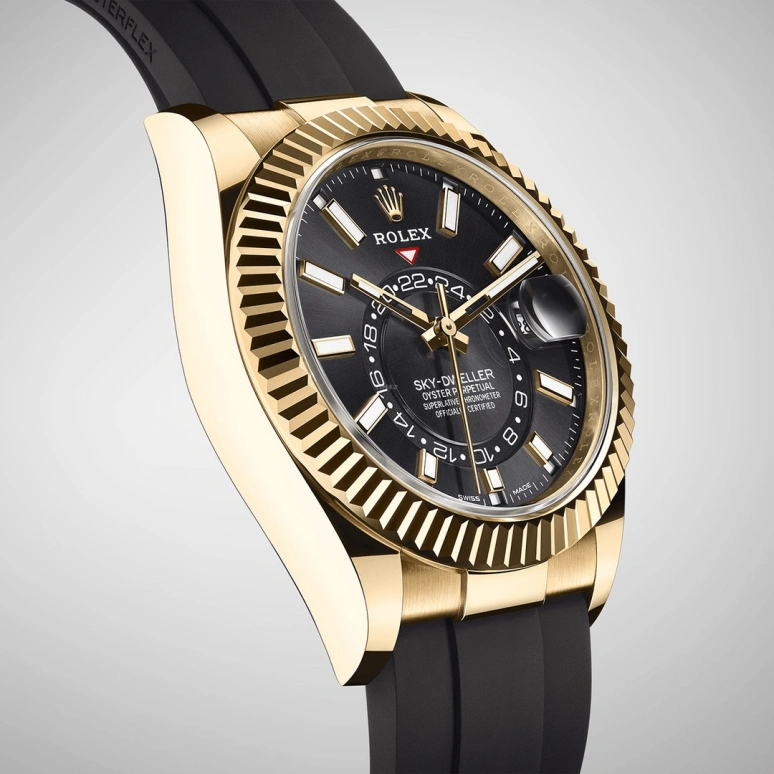 Rolex,Sky-Dweller 42mm,42mm,Yellow Gold,Black,Automatic,Annual Calendar,Month,Date,326238,326238-0009