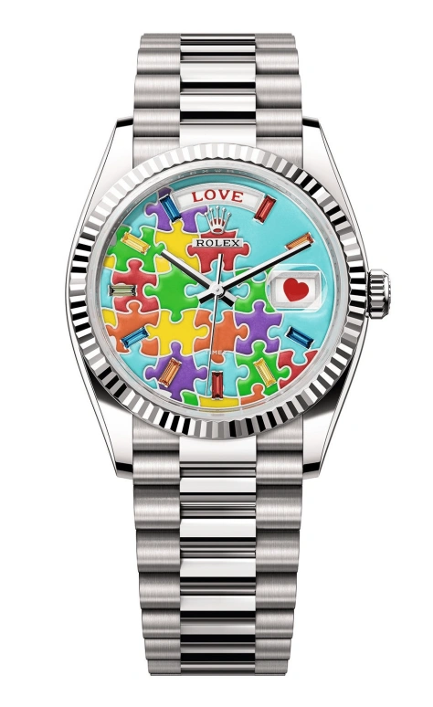 Rolex,Day-Date 36 36mm,36mm,White Gold,Turquoise,Blue,Automatic,Day,70hours,128239,128239-0056