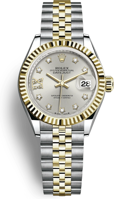 Rolex,Lady-Datejust 28mm,28mm,Yellow Gold,Oystersteel,Silver,Automatic,Day,55hours,279173,279173-0003