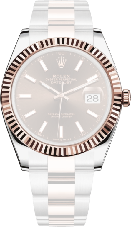 Rolex,Datejust 41 41mm,41mm,Rose Gold,Stainless Steel,Brown,Automatic,Day,70hours,126331,126331-0001