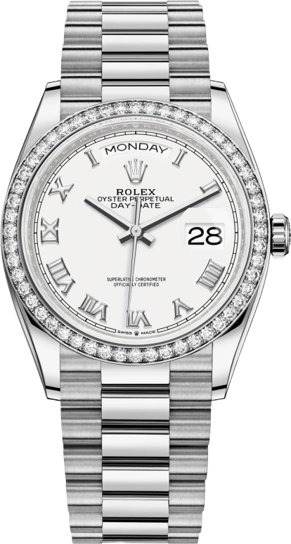 Rolex,Day-Date 36 36mm,36mm,White Gold,White,Automatic,Date,Day,128349RBR,128349RBR-0025
