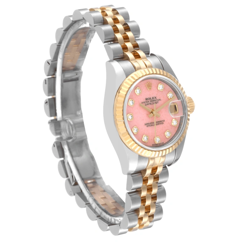 Rolex,Lady-Datejust 26mm,26mm,Yellow Gold,Stainless Steel,Pink,Automatic,Day,48hours,179173,179173-63133PINK