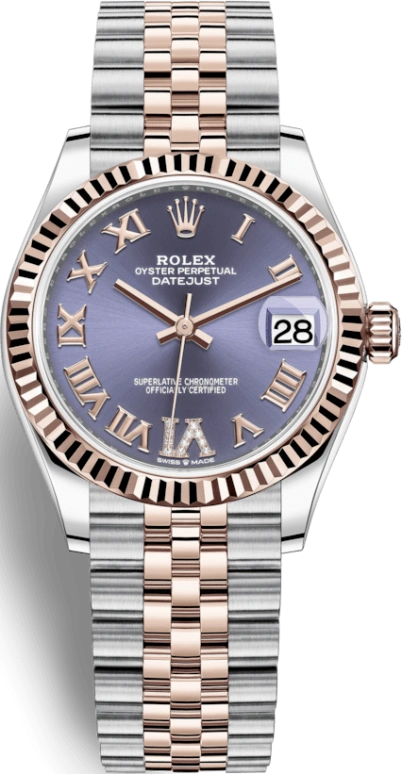 Rolex,Datejust 31 31mm,31mm,Rose Gold,Stainless Steel,Purple,Automatic,Day,55hours,278271,278271-0020