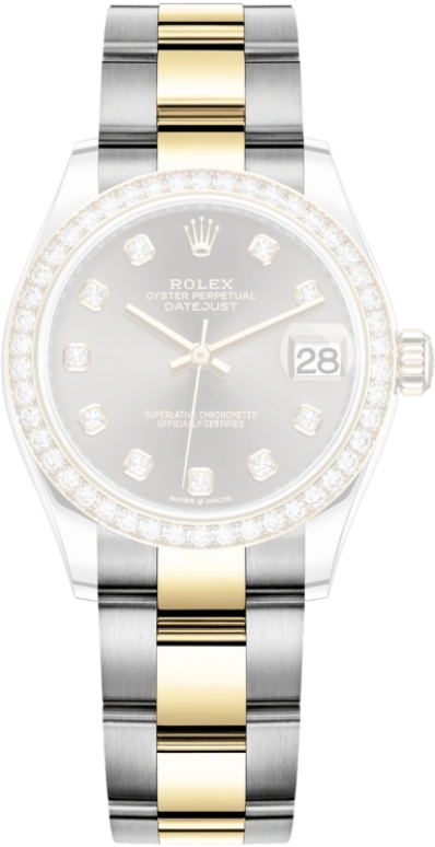 Rolex,Datejust 31 31mm,31mm,Yellow Gold,Stainless Steel,Grey,Automatic,Day,55hours,278383RBR,278383RBR-0021
