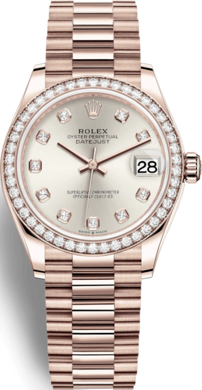 Rolex,Datejust 31 31mm,31mm,Rose Gold,Silver,Automatic,Day,55hours,278285RBR,278285RBR-0030