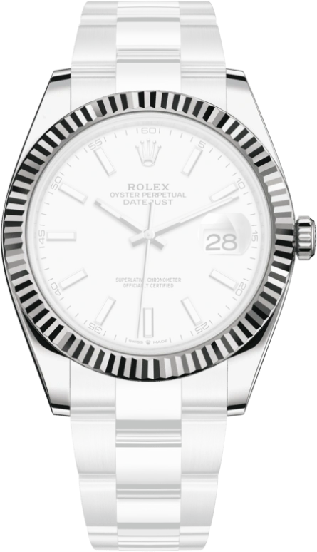 Rolex,Datejust 41 41mm,41mm,White Gold,Stainless Steel,White,Automatic,Day,70hours,126334,126334-0009