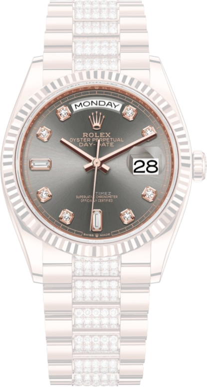Rolex,Day-Date 36 36mm,36mm,Rose Gold,Grey,Automatic,Date,Day,128235,128235-0051