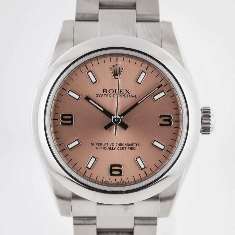 Rolex,Oyster Perpetual 31mm,31mm,Stainless Steel,Pink,Automatic,48hours,In-house Caliber,177200,177200-Pink