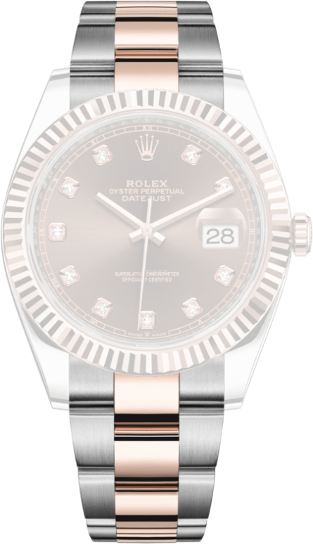 Rolex,Datejust 41 41mm,41mm,Rose Gold,Stainless Steel,Brown,Automatic,Day,70hours,126331,126331-0003