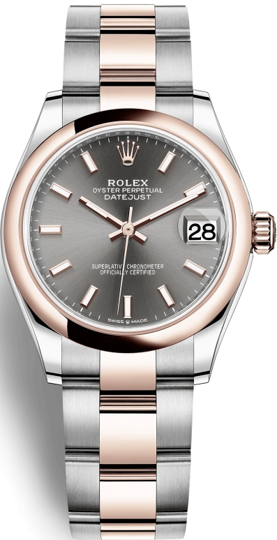 Rolex,Datejust 31 31mm,31mm,Everose Gold,Oystersteel,Grey,Automatic,Day,55hours,278241,278241-0017