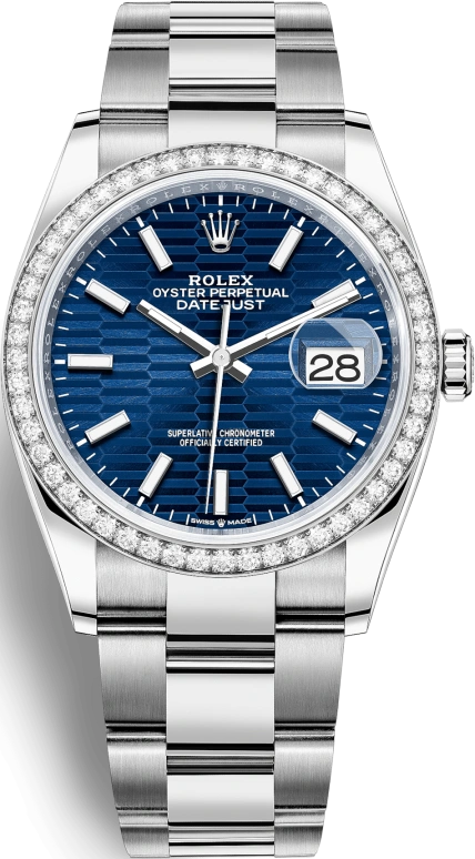 Rolex,Datejust 36 36mm,36mm,White Gold,Stainless Steel,Blue,Automatic,Day,70hours,126284RBR,126284RBR-0042
