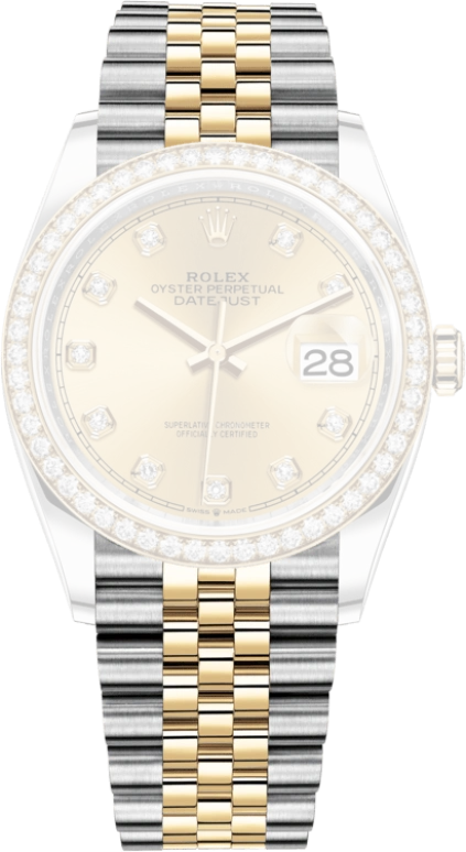 Rolex,Datejust 36 36mm,36mm,Yellow Gold,Stainless Steel,Champagne,Automatic,Day,70hours,126283RBR,126283RBR-0003