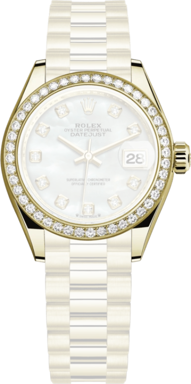 Rolex,Lady-Datejust 28mm,28mm,Yellow Gold,White,Automatic,Day,55hours,279138RBR,279138RBR-0015
