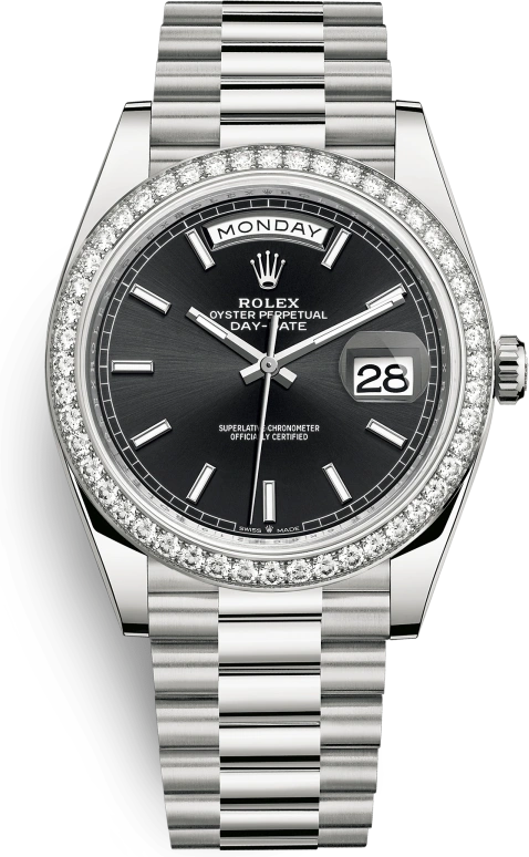 Rolex,Day-Date 40 40mm,40mm,White Gold,Black,Automatic,Date,Day,228349RBR,228349RBR-0002
