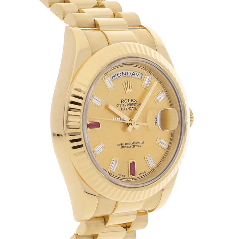 Rolex,Day-Date II 41mm,41mm,Yellow Gold,Gold,Automatic,48hours,In-house Caliber,218238 Ruby