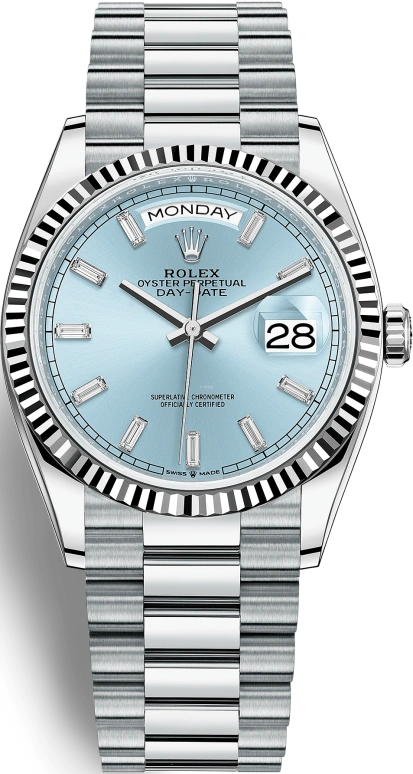 Rolex,Day-Date 36 36mm,36mm,Platinum,Ice Blue,Automatic,Date,Day,128236,128236-0009